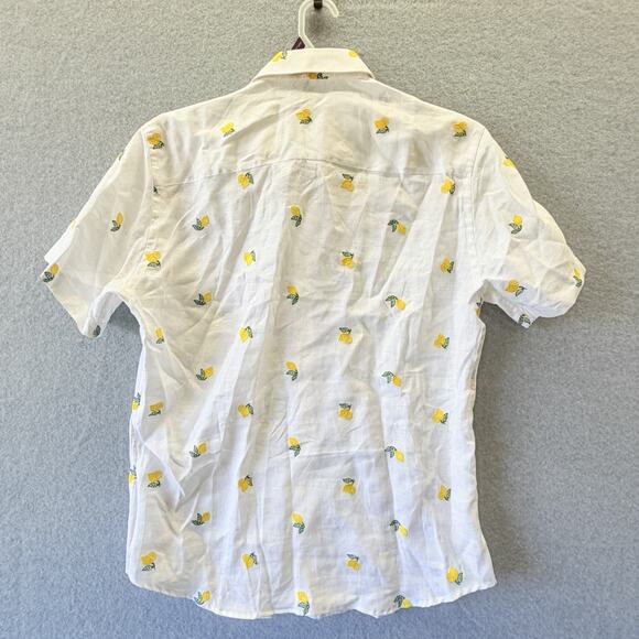 Neros fumata Positano Linen Shirt Womens Large White Lemons Embroidery Italy - Picture 5 of 5